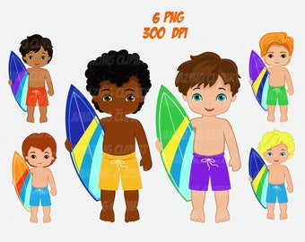 Surfer Boys clipart, Surfing characters, Aloha Clipart, Hawaii clipart, Hawaii Characters, Beach party Clipart