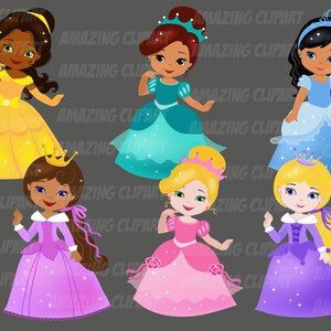 BUNDLE Cute Princess Clipart - Princesses. Fairy Tale Princess Clipart ...