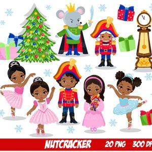 Schiaccianoci Ballet 2, Schiaccianoci Set di clipart digitali multiculturali, afroamericano - Clipart digitale natalizia - Uso personale e commerciale