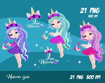 Cute Unicorn Girls Fashion Girl Clipart