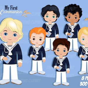 Clipart de Primera Comunión para Niños. Comunión Española, Primera Comunión Marinera, Comunión PNG.  Ilustraciones religiosas de la Sagrada Comunión.
