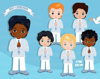First Communion Clipart for Boys. Communion PNG.  Holy Communion Religious Illustrations. Instant Download - PNG Files