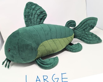 Gran peluche de pez gato Corydora verde de peluche