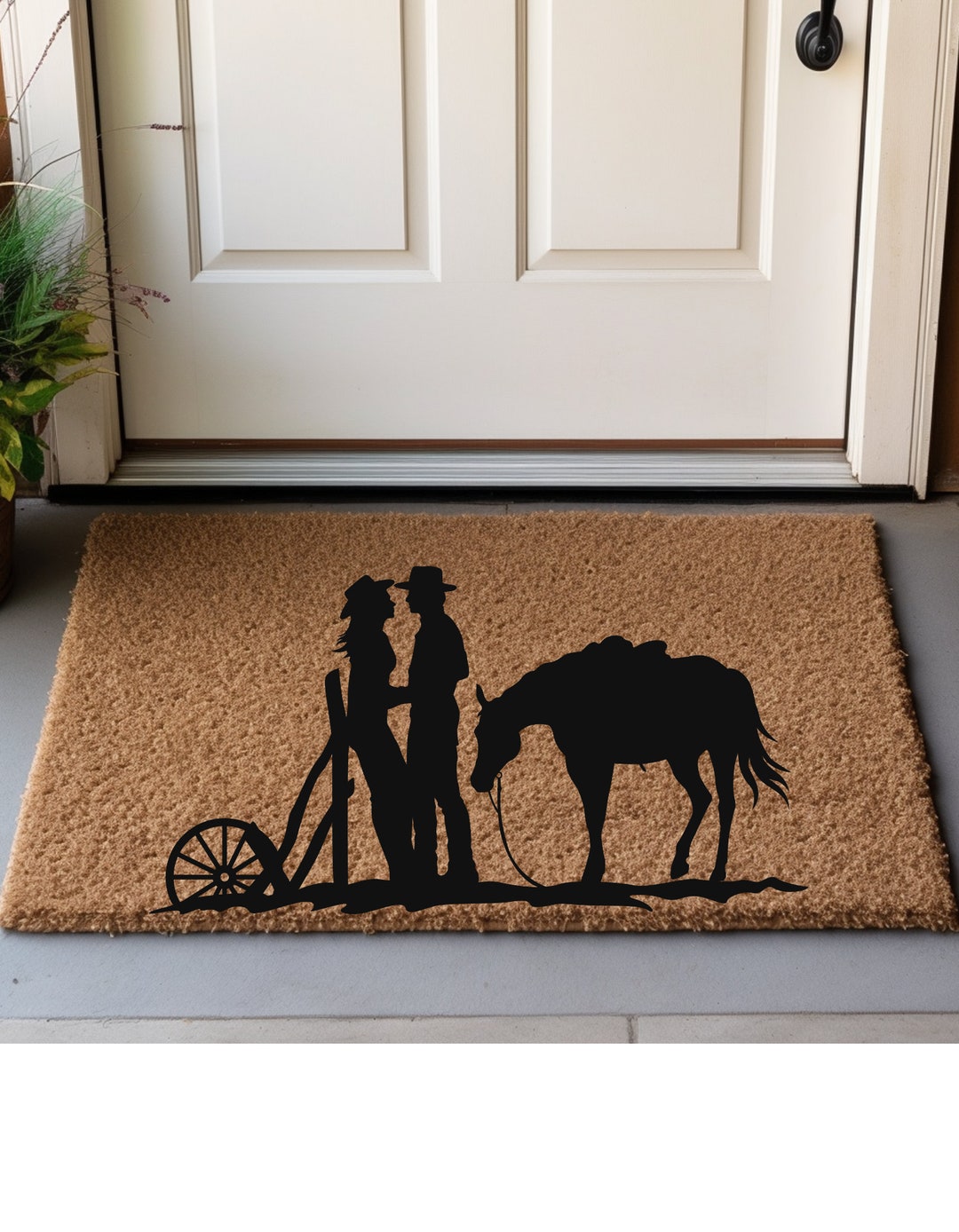 Cowboy Cowgirl Horse Door Mat Doormat Etsy