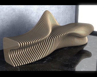 Parametric Wavy Wooden Furniture 34 - Bench Design / CNC files for cutting