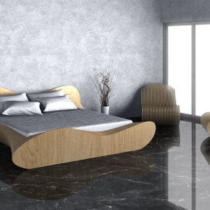 Parametric Wavy Wooden Furniture 28 - King Size Bed Design and Sofa Design / CNC files for cutting