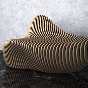 Parametric Wavy Wooden Furniture 13 - Sofa Design / CNC files for cutting