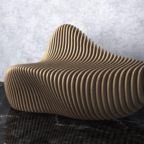 Parametric Wavy Wooden Furniture 13 - Sofa Design / CNC files for cutting