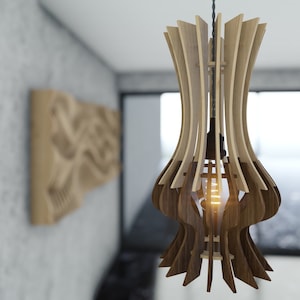 Parametric Wavy Wooden Lighting 01 - Chandelier Model / CNC files for cutting
