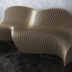 Parametric Wavy Wooden Furniture 19 - Sofa Design / CNC files for cutting