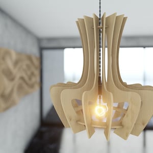 Parametric Wavy Wooden Lighting 03 - Chandelier Model / CNC files for cutting