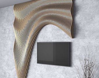 Decoración de pared de madera ondulada paramétrica - 31 / Limas CNC para corte