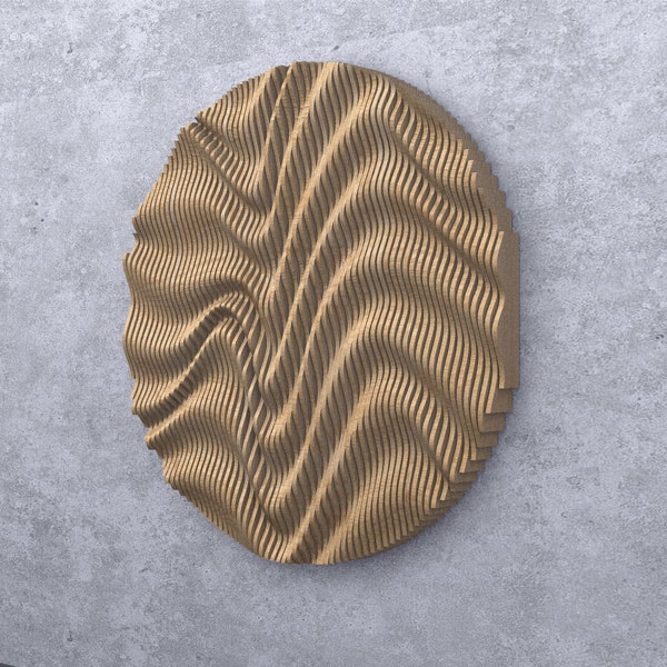 Parametric Wavy Wooden Wall Decor - 15 / CNC files for cutting