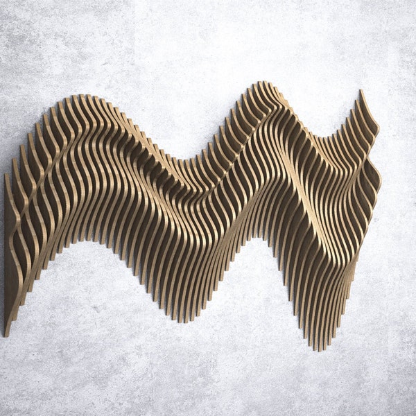 Parametric Wavy Wooden Wall Decor - 24 / CNC files for cutting