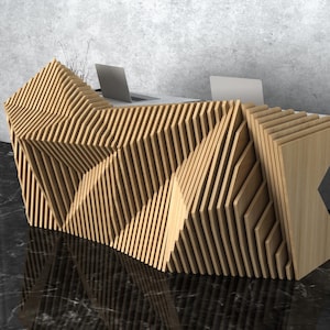 Parametric Wavy Wooden Furniture 50 - Office Desk Design / CNC files for cutting