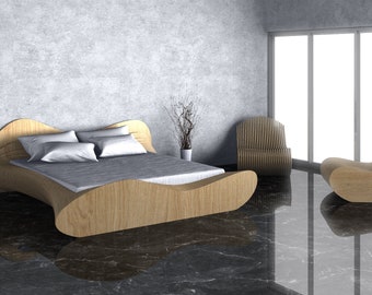 Parametryczne faliste meble drewniane 28 - King Size Bed Design i Sofa Design / Pilniki CNC do cięcia