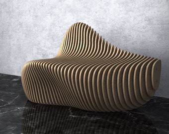 Parametric Wavy Wooden Furniture 13 - Sofa Design / CNC files for cutting