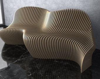 Parametric Wavy Wooden Furniture 19 - Sofa Design / CNC files for cutting