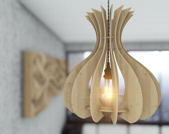Parametric Wavy Wooden Lighting 05 - Chandelier Model / CNC files for cutting