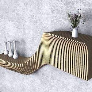Parametric Wavy Wooden Wall Decor 39 / Entryway Shelf Design / CNC files for cutting