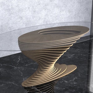 Parametric Wavy Wooden Furniture 35 - Dinner Table Design / CNC files for cutting