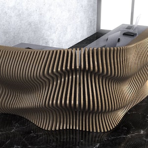 Parametric Wavy Wooden Furniture 29 - L-Shaped Desk 02 / CNC files for cutting