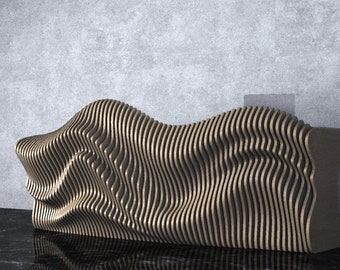 Parametric Wavy Wooden Furniture 24 - Office Desk / CNC files for cutting