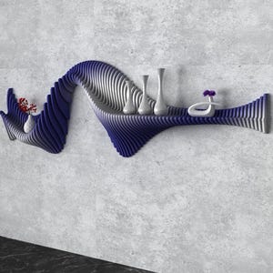 Parametric Wavy Wooden Wall Decor 62 / Shelf Design / Digital files for CNC cutting machines