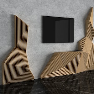 Parametric Wavy Wooden Wall Decor 43 / TV unit / CNC files for cutting
