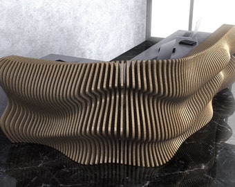 Parametric Wavy Wooden Furniture 29 - L-Shaped Desk 02 / CNC files for cutting