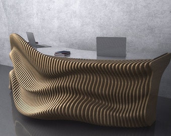 パラメトリック波状木製家具10 - オフィスエントリーデスク / 切断用CNCファイル