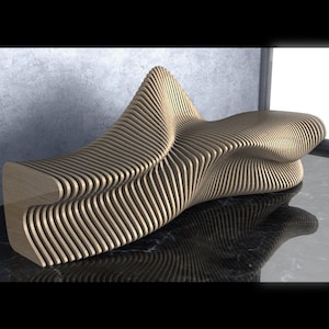 Parametric Wavy Wooden Furniture 34 - Bench Design / CNC files for cutting