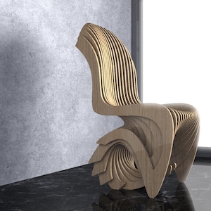 Parametric Wavy Wooden Furniture 36 Chair Design / CNC files for cutting zdjęcie 5