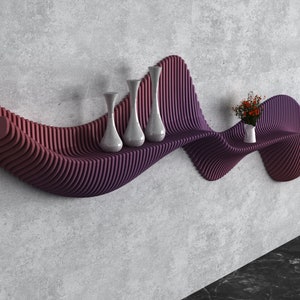 Parametric Wavy Wooden Wall Decor 56 / Shelf Design / Digital files for wood cutting machines