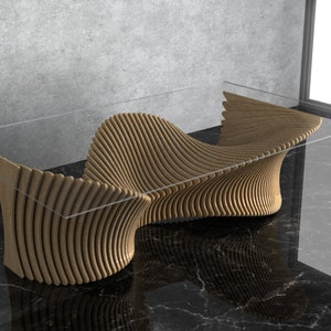 Parametric Wavy Wooden Furniture 41 - Dinner Table - / CNC files for cutting image 4