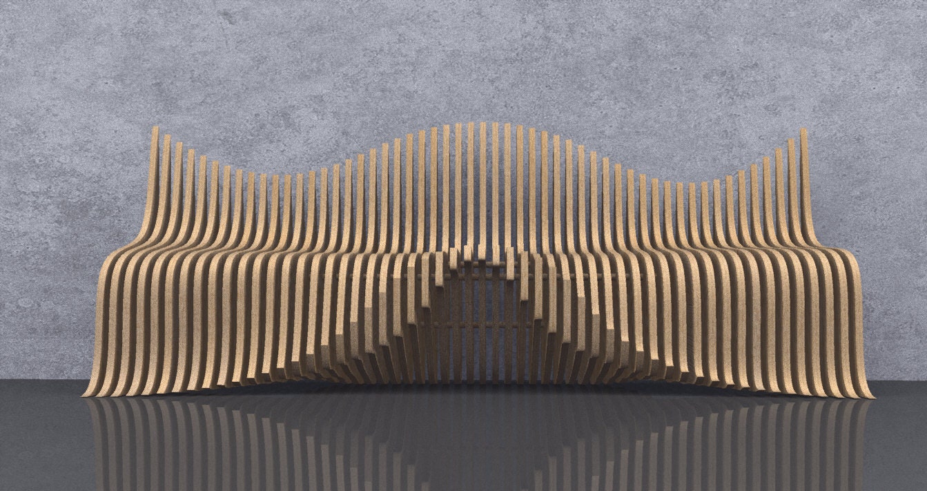 Parametric Wavy Wooden Furniture 04 Bench Design / CNC Files Etsy UK