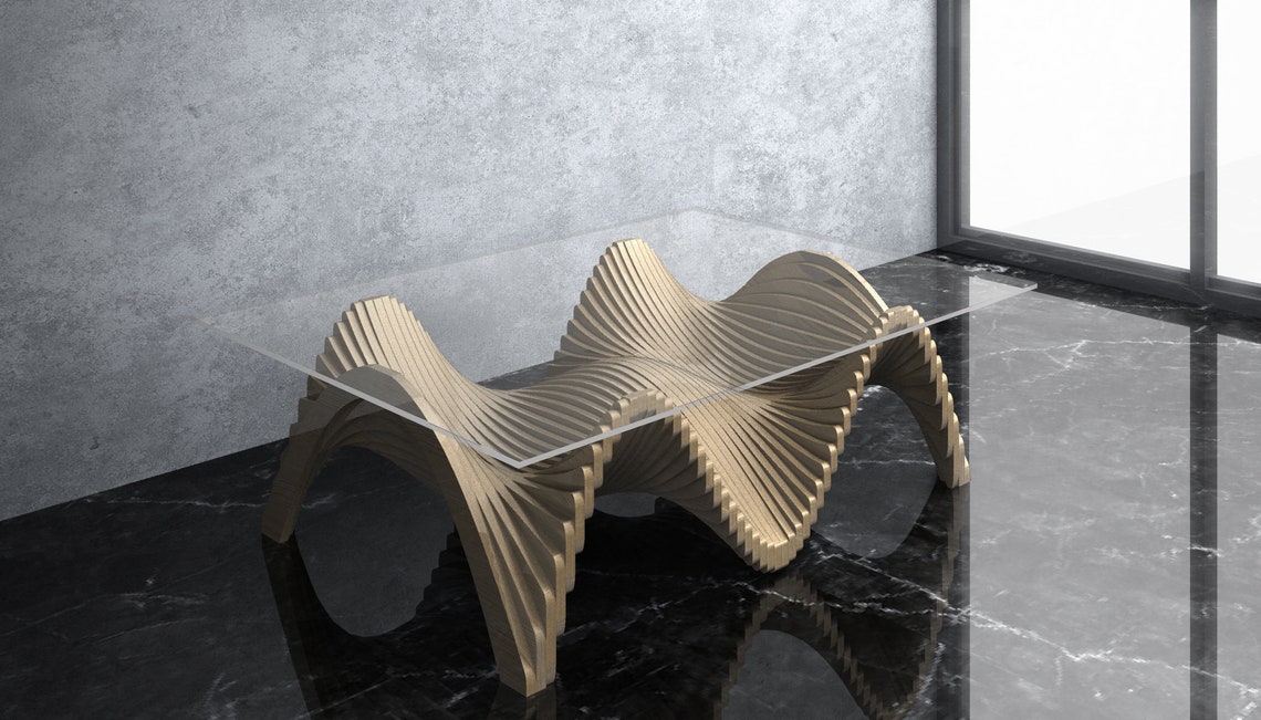 Parametric Wavy Wooden Furniture 22 Coffe Table Design / CNC Etsy