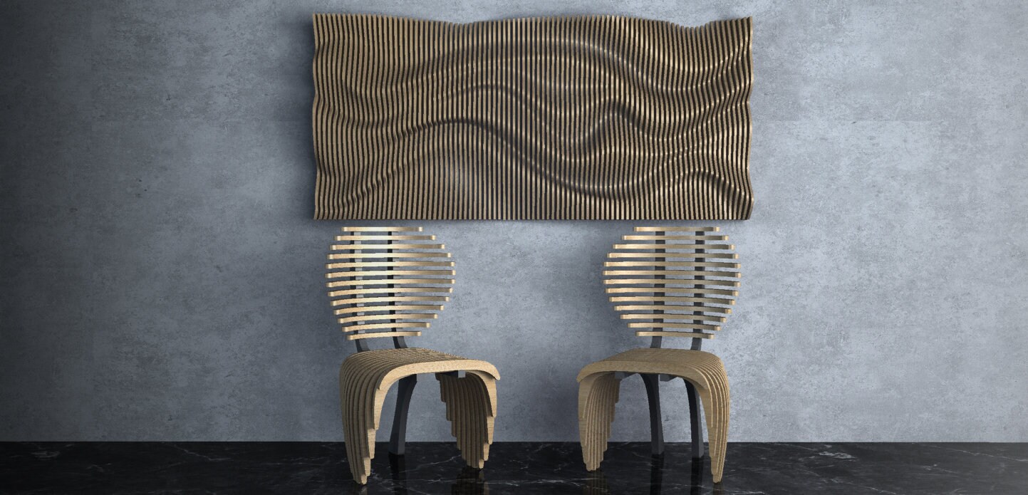 Parametric Wavy Wooden Furniture 20 Chair Design / CNC Files Etsy UK