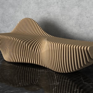 Parametric Wavy Wooden Furniture 42 - Bench Design / CNC files for cutting
