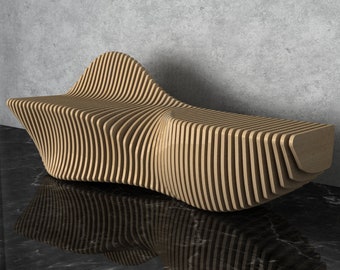 Parametrisch golvend houten meubilair 42 - Bankontwerp / CNC-bestanden voor snijmachines