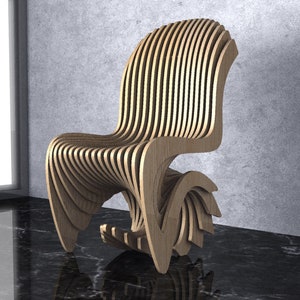 Parametric Wavy Wooden Furniture 36 Chair Design / CNC files for cutting zdjęcie 3