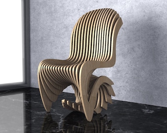 Parametric Wavy Wooden Furniture 36 - Chair Design / CNC files for cutting
