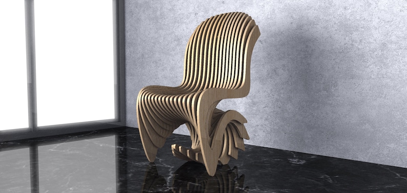 Parametric Wavy Wooden Furniture 36 Chair Design / CNC files for cutting zdjęcie 3