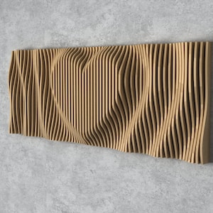 Parametric Wavy Wooden Wall Decor 45 / Heart Shaped Waves / CNC files for cutting