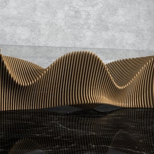 Parametric Wavy Wooden Furniture 41 - Dinner Table - / CNC files for cutting image 2