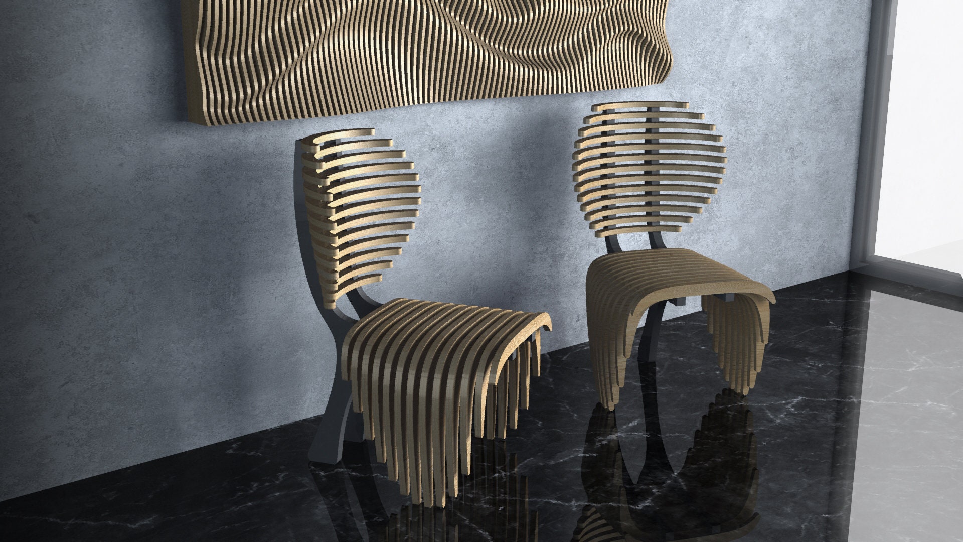 Parametric Wavy Wooden Furniture 20 Chair Design / CNC files Etsy