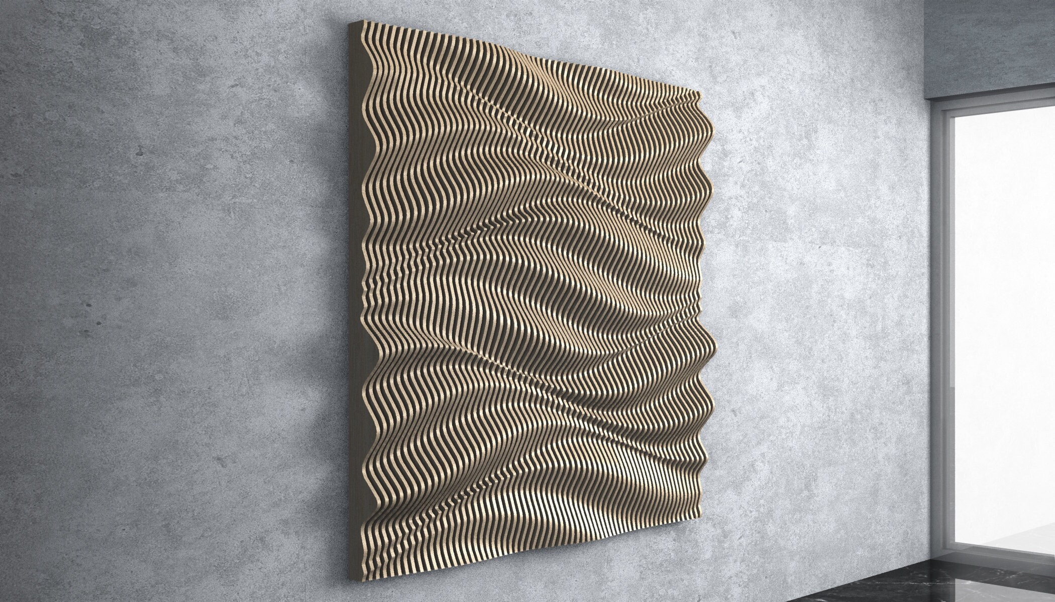 Parametric Wavy Wooden Wall Decor 26 / CNC files for cutting Etsy