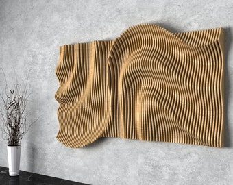 Parametric Wavy Wooden Wall Decor 55 / Digital files for wood cutting machines
