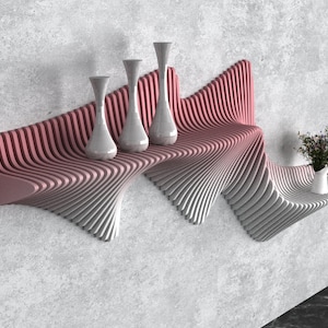 Parametric Wavy Wooden Wall Decor 53 / Shelf Design / CNC files for wood cutting machines