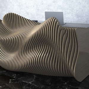 Parametric Wavy Wooden Furniture  21 - Office Desk / CNC files for cutting
